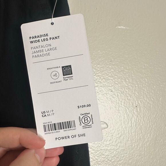 Athleta Paradise Wide Leg Pant Black Linen Blend MP Medium Petite - Picture 6 of 7